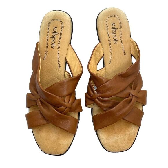 SOFTSPOTS Carmel Leather Wedge Sandals Women's 9.5M Comfort Slide - Picture 8 of 13